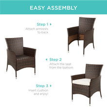 Load image into Gallery viewer, Set of 2 Handwoven Wicker Patio Dining Chairs w/ Water-Resistant Cushions
