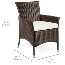 Load image into Gallery viewer, Set of 2 Handwoven Wicker Patio Dining Chairs w/ Water-Resistant Cushions
