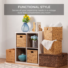 Load image into Gallery viewer, Set of 5 Collapsible Hyacinth Storage Tote Baskets w/ Insert Handles
