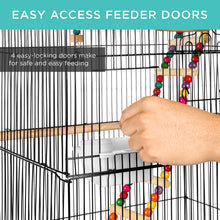 Load image into Gallery viewer, Indoor Outdoor Iron Birdcage w/ Removable Tray, 4 Feeders, 2 Toys - 36in
